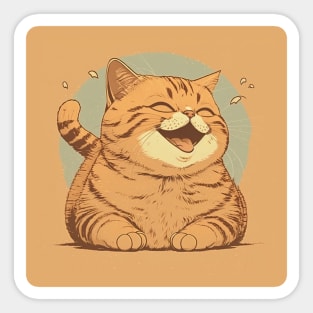 2d Illustration of smiling cat lying with closed eyes Sticker